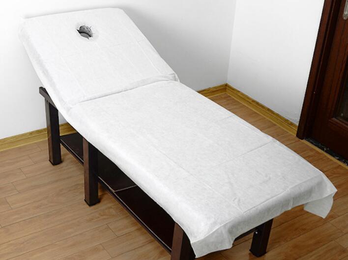 TOPMED使い捨てPPホワイトテーブルシートサプライヤー消耗品不織布吸収剤面穴付き快適なベッドカバー